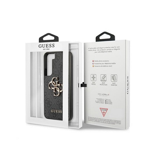 Samsung Galaxy S22 5G GUESS PU 4G Metal Logo husă spate (Gri - GUHCS22S4GMGGR)