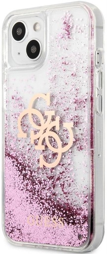 Apple iPhone 13 Guess TPU Big 4G Liquid Glitter husă (Roz - Transparent) – GUHCP13MLG4GPI
