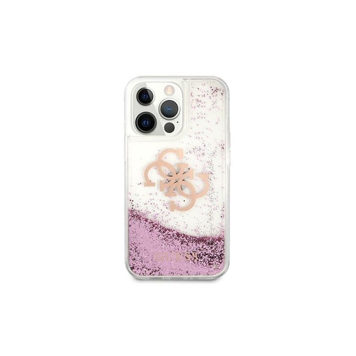 Apple iPhone 13 Pro Guess TPU Big 4G Liquid Glitter husă (Roz - Transparent) – GUHCP13LLG4GPI