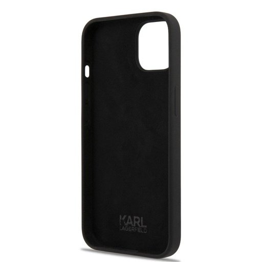 Apple iPhone 13 Pro Karl Lagerfeld & Choupette lichid husă din silicon (Negru) – KLHCP13LSSKCK