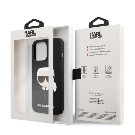 Apple iPhone 13 mini Karl Lagerfeld Liquid Silicone Karl Head husă (Negru) – KLHCP13SSLKHBK