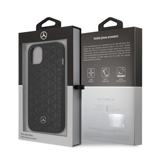 Apple iPhone 13 Mercedes matlasat piele husă spate (Negru) - MEHCP13MSPSBK