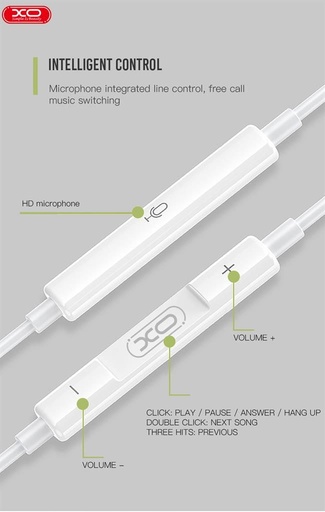 XO EP13 bluetooth-os cu fir căști, cu microfon,Lightning cu conector, alb