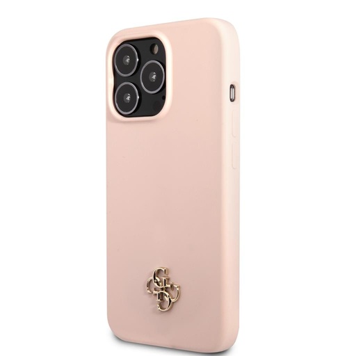 Apple iPhone 13 Pro Max Guess 4G Silicone Metal Logo husă (Roz) - GUHCP13XS4LP