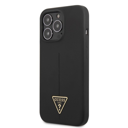Apple iPhone 13 Pro Guess Silicone Line Triangle husă (Negru) - GUHCP13LSLTGK