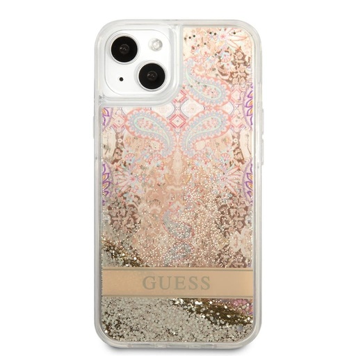 Apple iPhone 13 mini Guess Liquid Glitter Paisley husă (Auriu) - GUHCP13SLFLSD