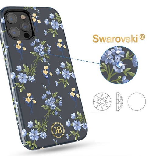 Apple iPhone 12/12 Pro Kingxbar blossom Swarovski cu pietre husă spate (Albastru)