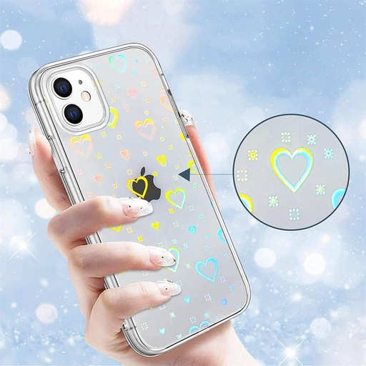 Apple iPhone 13 Pro lucios inimă cu model silicon husă spate (Transparent-multicolor)
