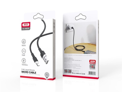 XO NB208 micro USB cablu de date (Negru) – moale silicon acoperire