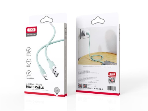 XO NB208 micro USB cablu de date (Verde) – moale silicon acoperire