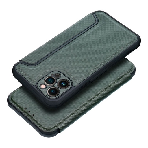 Apple iPhone 13 Pro Max Razor magnetic anti-șoc husă tip carte (Verde închis)