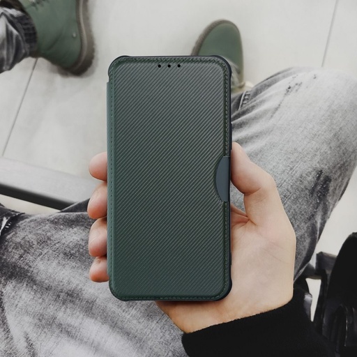 Apple iPhone 13 Pro Razor magnetic anti-șoc husă tip carte (Verde închis)