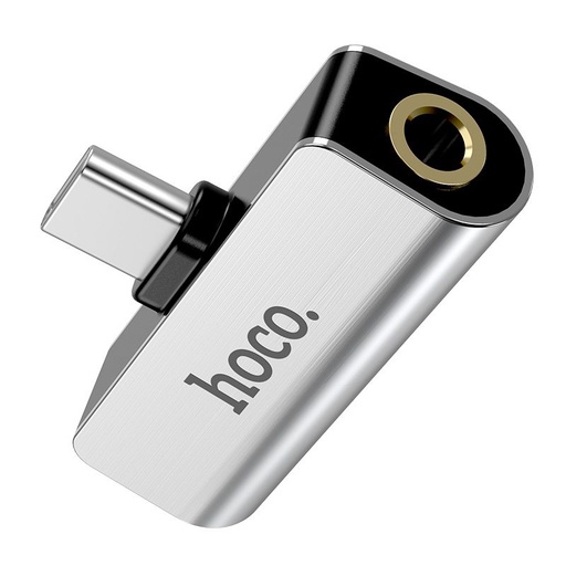 Hoco LS26 type-c distribuitor (type-c încărcător port+3,5mm jack mufă), argintiu