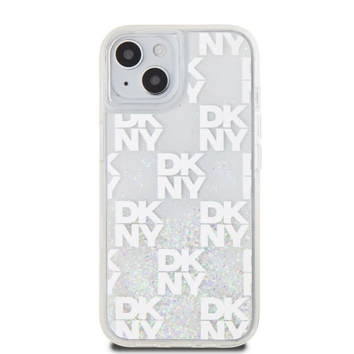 Apple iPhone 15 DKNY Liquid Glitter Checkered Pattern husă spate (Transparent - DKHCP15SLCPEPT)