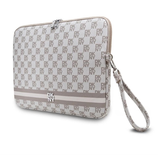 DKNY PU Leather Checkered Pattern and Stripe Laptop husă 15" - 16" (Bej - DKCS16PVSHLE)