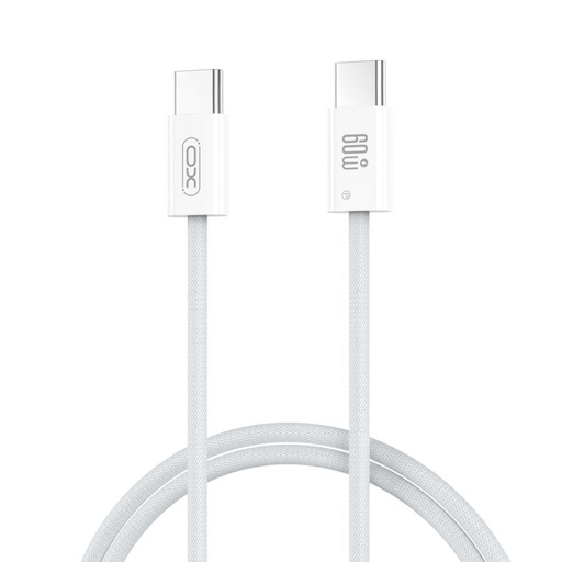 XO NB-Q273 USB-C–USB-C cablu de date (Alb) – 60W, împletit design