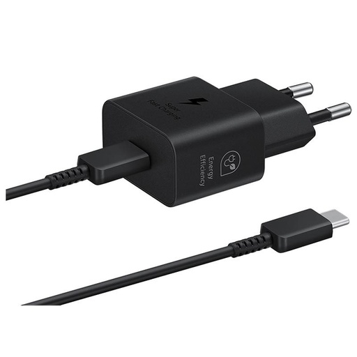 Samsung USB-C de rețea încărcător rapid 25W + USB-C cablu (Negru)