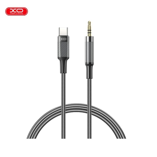 XO NB-R279B audio cablu Type-C - 3,5 mm Brushed Clear (Negru)