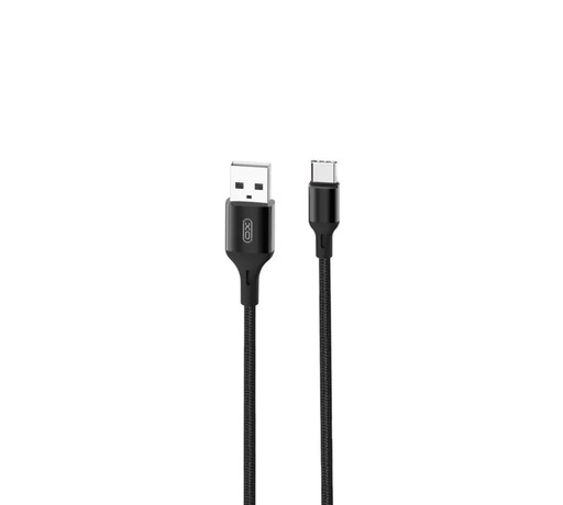 XO NB143 Type-C împletit cablu (Negru) - 1m