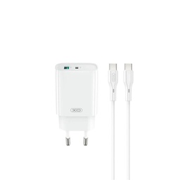 XO CE30 de perete încărcător 30W 1x USB-A + 1x USB-C (Alb)