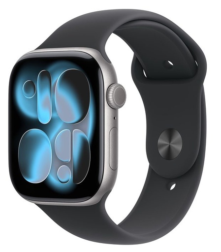 Apple Watch 11 42mm Aluminium Space Gri with Negru Sport Band M/L MEQX4