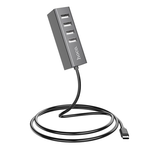Hoco HB1 HUB, USB-C - 4 USB, gri metalizat