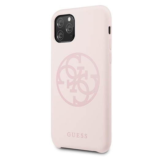 Apple iPhone 11 Pro Guess Silicone 4G Tone On Tone husă (Deschis roz) - GUHCN58LS4GLP