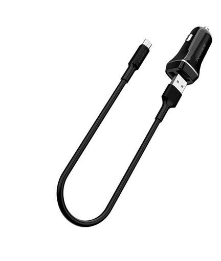 Borofone BZ2 auto încărcător (2 USB port, microUSB cablu), 5V 2,4A, negru
