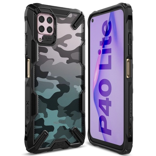 Huawei P40 Lite RINGKE Fusion X anti-șoc husă spate (Camo-Fekete)