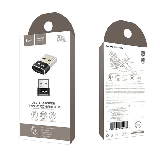 Hoco UA6 adaptor (USB, type-C), negru