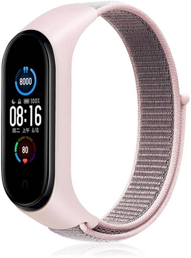 Xiaomi Mi Band 3/4/5/6 nylon curea, deschis roz