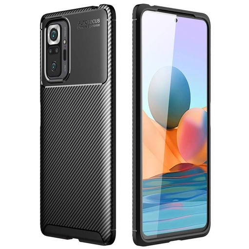 Xiaomi Redmi Note 10 4G/Redmi Note 10S carbon fiber silicon husă spate, (Negru)