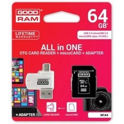 Goodram microSDHC + adapter + OTG cititor 64GB class10 card de memorie