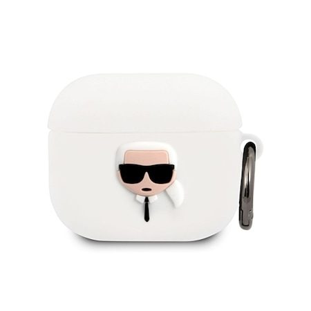 Apple AirPods 3 Karl Lagerfeld Karl Head pro husă (Alb) – KLACA3SILKHWH