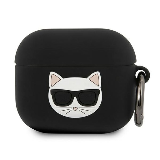 Apple AirPods 3 (Negru) Karl Lagerfeld Choupette Head husă - KLACA3SILCHBK