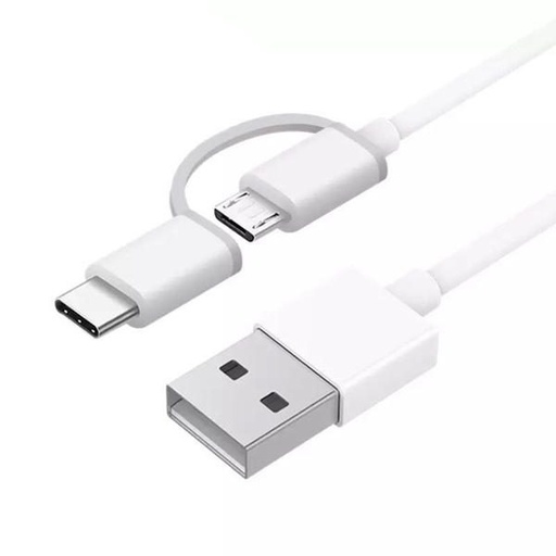Xiaomi Mi 2in1 2in1 cablu (microUSB + type-C), 1m, alb