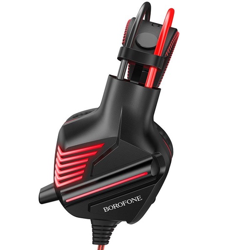 Borofone BO101 gamer căști,cu microfon, USB-A+USB-A+ 3.5mm cu conector, led cu lumină, roșu