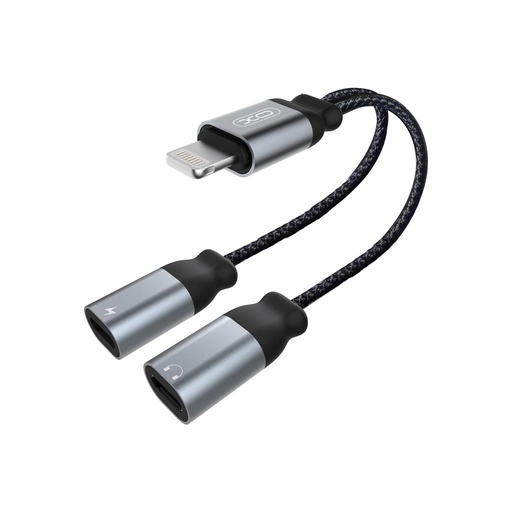 XO NBR160A Lightning audio adapter (Negru) – dublu Lightning conector cu microfon