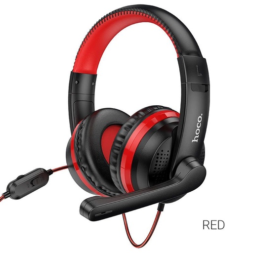 Hoco W103 cu fir căști omnidirecțional cu microfon, 3,5 mm-es cu conector, 1,2 de metri cu cablu, roșu
