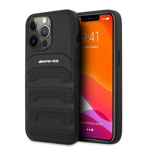 Apple iPhone 13 Pro AMG piele husă spate (Negru) - AMHCP13LGSEBK