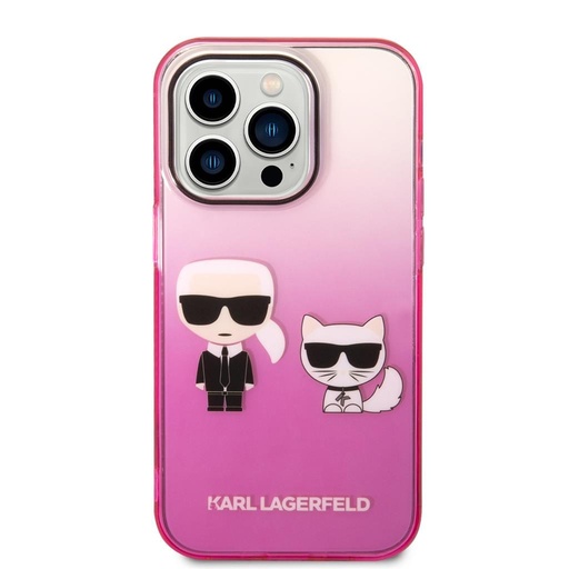 Apple iPhone 14 Pro Karl Lagerfeld Gradient Karl and Choupette husă (Roz) – KLHCP14LTGKCP