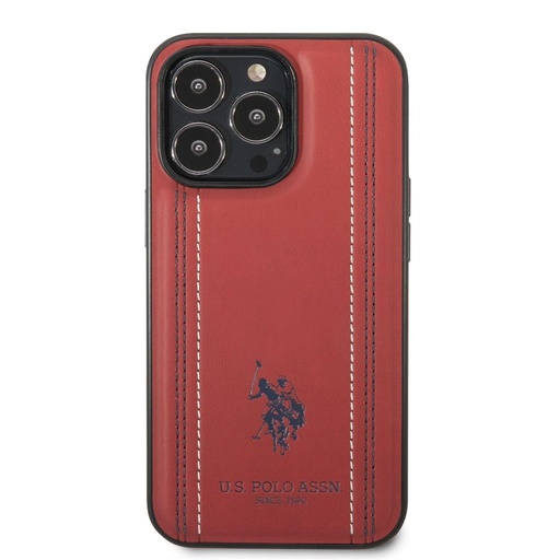 Apple iPhone 14 Pro U.S. Polo Stitched Lines husă spate (Roșu) - USHCP14LPFAR