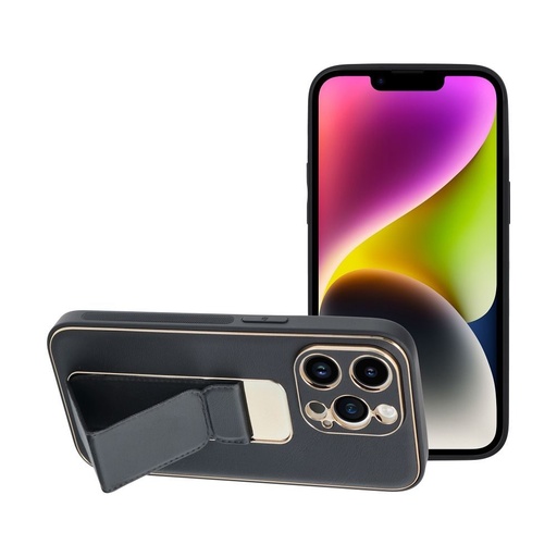Apple iPhone 14 Pro piele husă de protecție extensibil cu suport, magnetic suport auto compatibil (Negru)