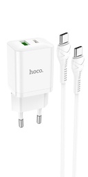 Hoco N28 de rețea încărcător rapid (QC + PD conector), PD type-C cablu, alb