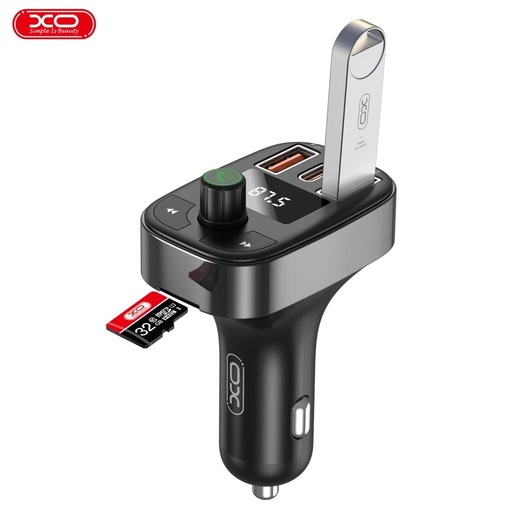 XO BCC06 FM transmitter USB-C 25W+USB-A 25W=50W MP3+TF card, negru