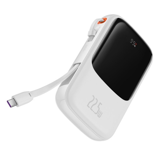 BASEUS QPow powerbank, 10000mAH cu capacitate,22,5W de încărcare cu putere, Type-C cu cablu alb