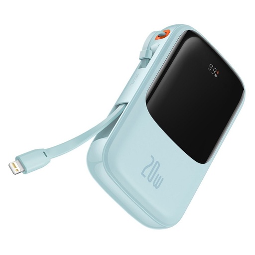 BASEUS QPow powerbank, 10000mAH cu capacitate,20W de încărcare cu putere, lightning cu cablu albastru