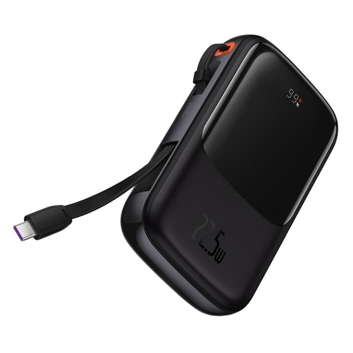 BASEUS QPow powerbank, 10000mAH with capacity,22,5W charging with power, Type-C with cable black