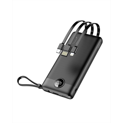 VEGER C10 powerbank, 10000mAH cu capacitate,20W de încărcare cu putere, Type-C/MicroUSB/Lightning cu cablu negru