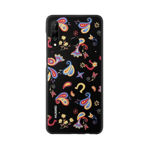Huawei P30 Lite decorative TPU floral original husă spate, (Negru)